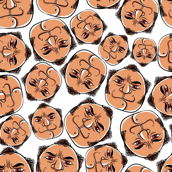 Lustige Gesichter nahtloser Hintergrund, Vektor-Cartoon-Muster. — Stockvektor