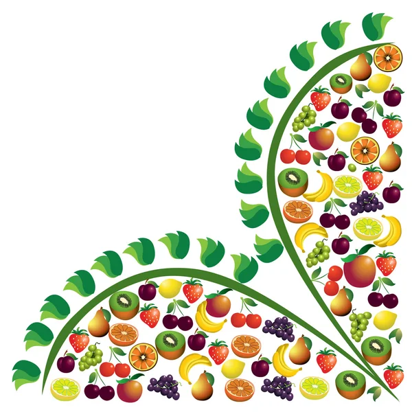 果物抽象的作文で、さまざまな果物のアイコンを設定、ベクトル f — ストックベクタ