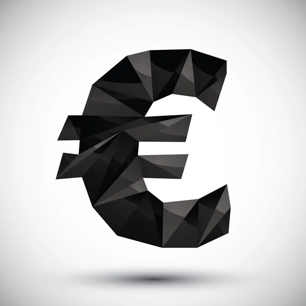 Ícone geométrico preto do sinal do euro feito no estilo moderno 3d, melhor para — Vetor de Stock