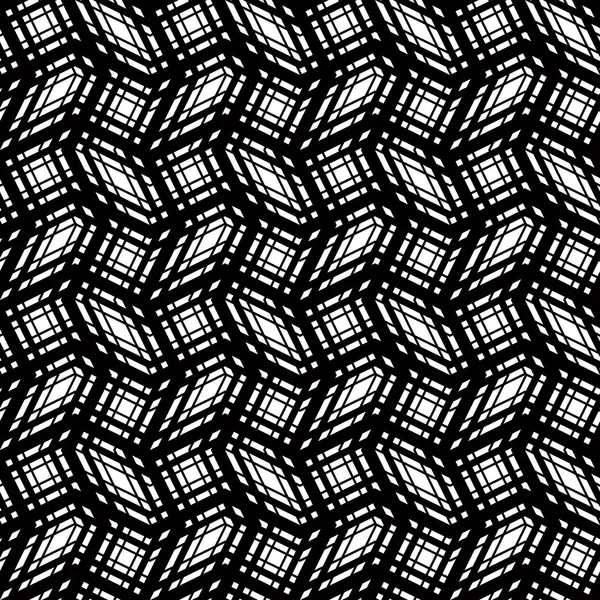 Stripes geometric seamless pattern, black and white vector backg — Stock Vector