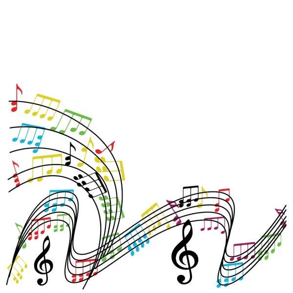 Música notas composición, tema musical fondo, vector illust — Vector de stock