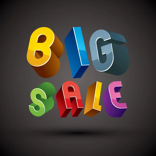 Big Sale advertising phrase made with 3d retro style geometric l — Stock Vector