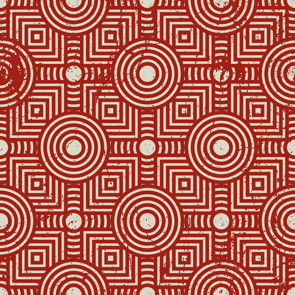 Old geometric seamless pattern, vintage vector repeat background