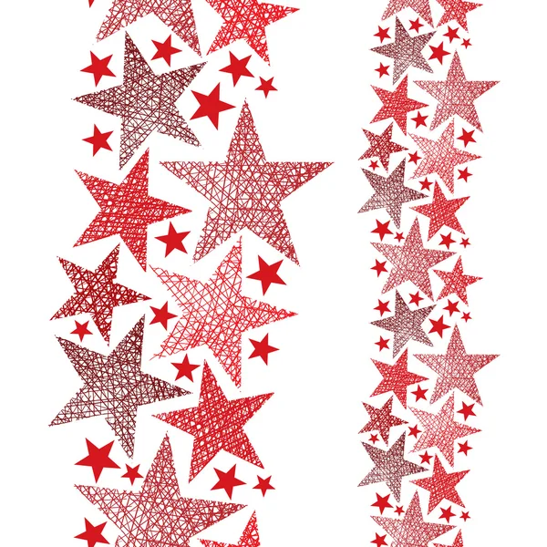Red stars seamless pattern, vertical composition, vector repeati — Stock Vector