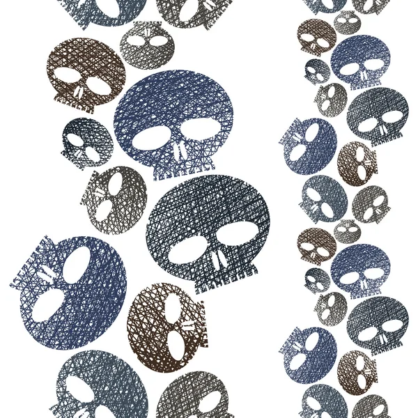 Horror and hard rock theme repeating background, Skulls seamless — Stock Vector