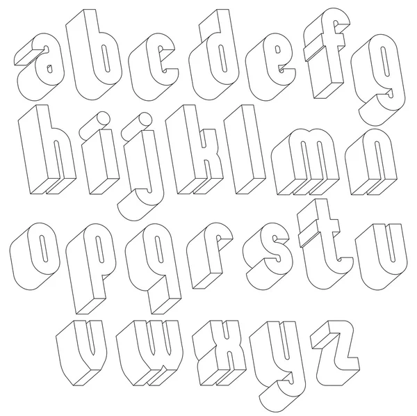 Черно-белый 3d шрифт из тонких линий . — стоковый вектор