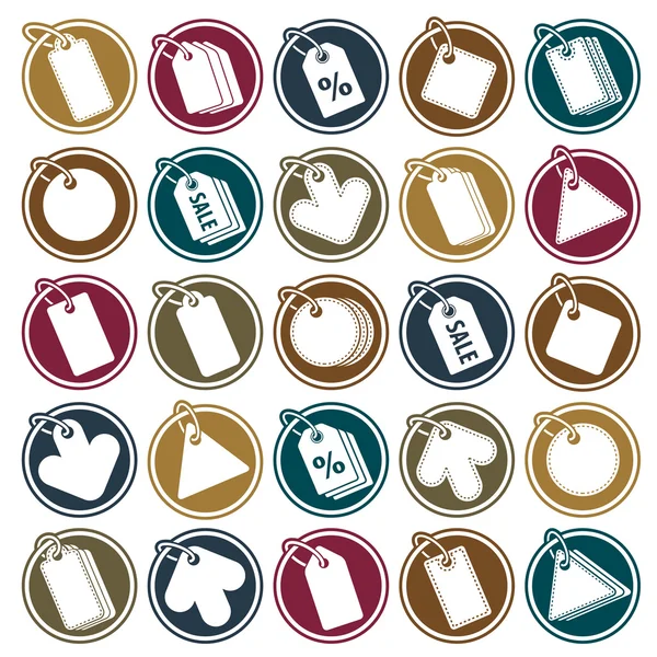 Etiqueta iconos aislados en el conjunto de vectores de fondo blanco, tema minorista — Vector de stock