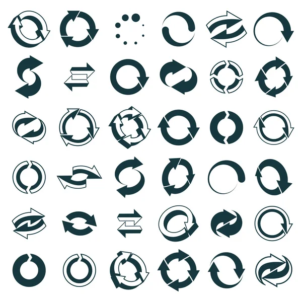 Recharger les icônes isolées sur fond blanc ensemble vectoriel, flèche de boucle — Image vectorielle