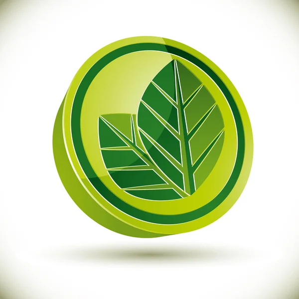 Green spring leaves icon. — Stock Vector