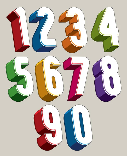 3d numbers set made with round shapes. — Stock Vector