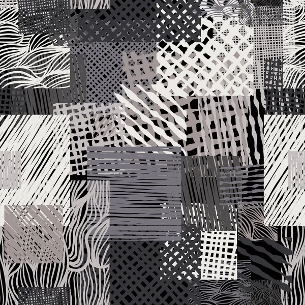 Lignes dessinées à la main textures modèle sans couture de style grunge, vecteur — Image vectorielle