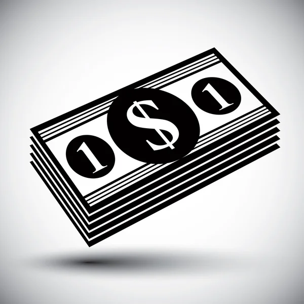 Dollars cash money stack vector simple single color icon. — Stock Vector