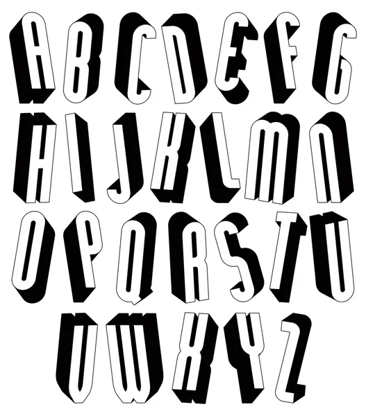 Черно-белый высокий 3d шрифт с круглыми формами . — стоковый вектор