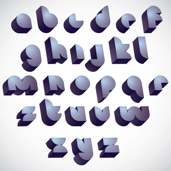 3D-futuristische ronde lettertype, monochroom dimensionale alfabet. — Stockvector