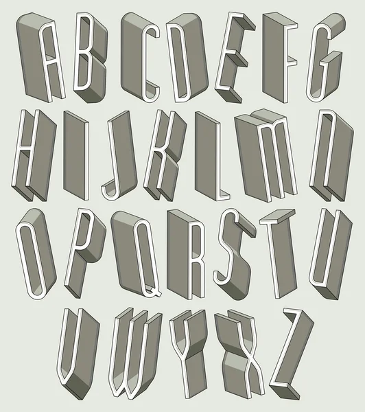 3d шрифт, тонкие и высокие буквы набор . — стоковый вектор