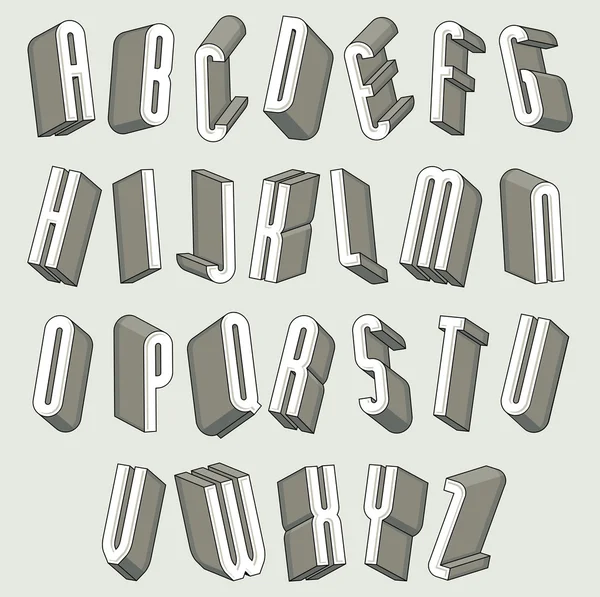 3d шрифт, тонкие и высокие буквы набор . — стоковый вектор