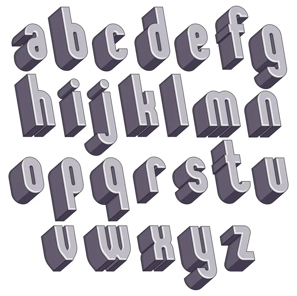 3D geometrische Fettschrift, monochrom dimensionales Alphabet. — Stockvektor