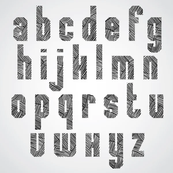 Forma geometrica grassetto poster lettere font con linee disegnate a mano p — Vettoriale Stock
