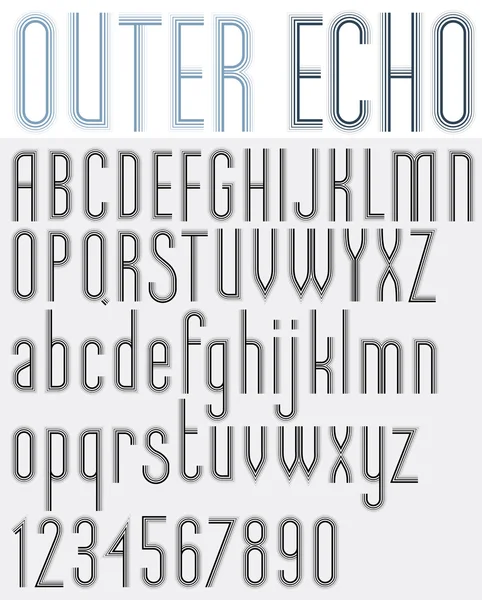 OUTER ECHO retro striped rounded font. — Stock Vector