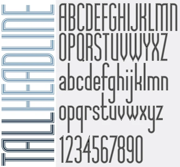 Retro Stripes Tall Headline light condensed font. — Stock Vector