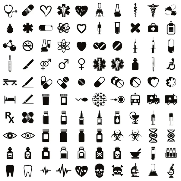 100 conjunto de iconos médicos . — Vector de stock