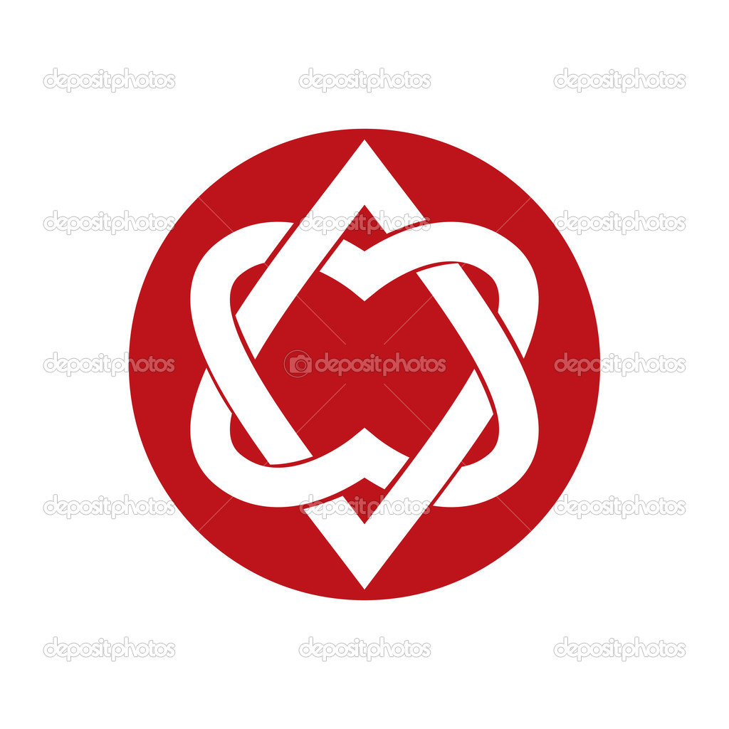 Two hearts linked vector symbol.