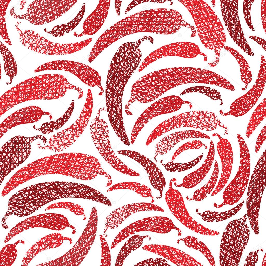 Red Hot Chilly Peppers seamless pattern, Mexican food theme seam