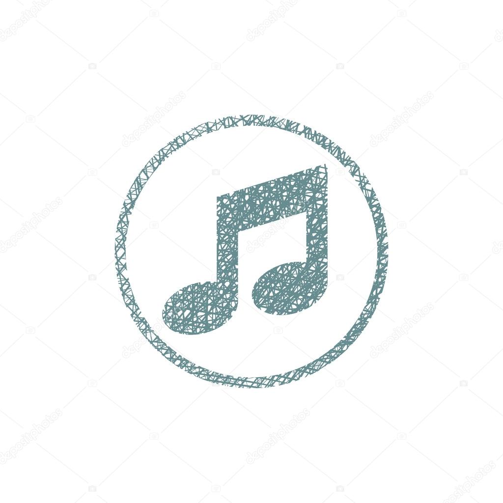 Musical note, vector icon with hand drawn lines texture.