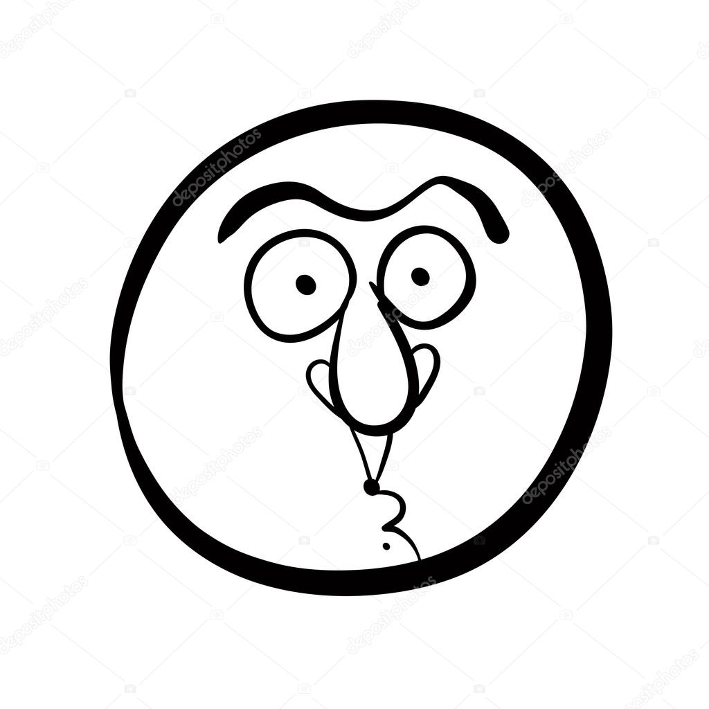 Faccia divertente cartone animato linee in bianchi e nero vettoriale illustrazione — Vettoriale Stock