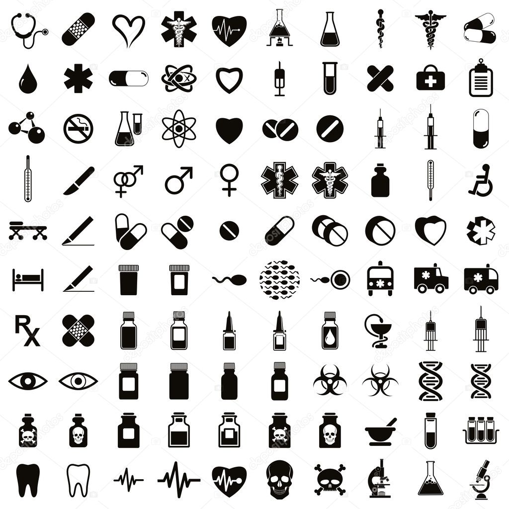 100 medical icons set.