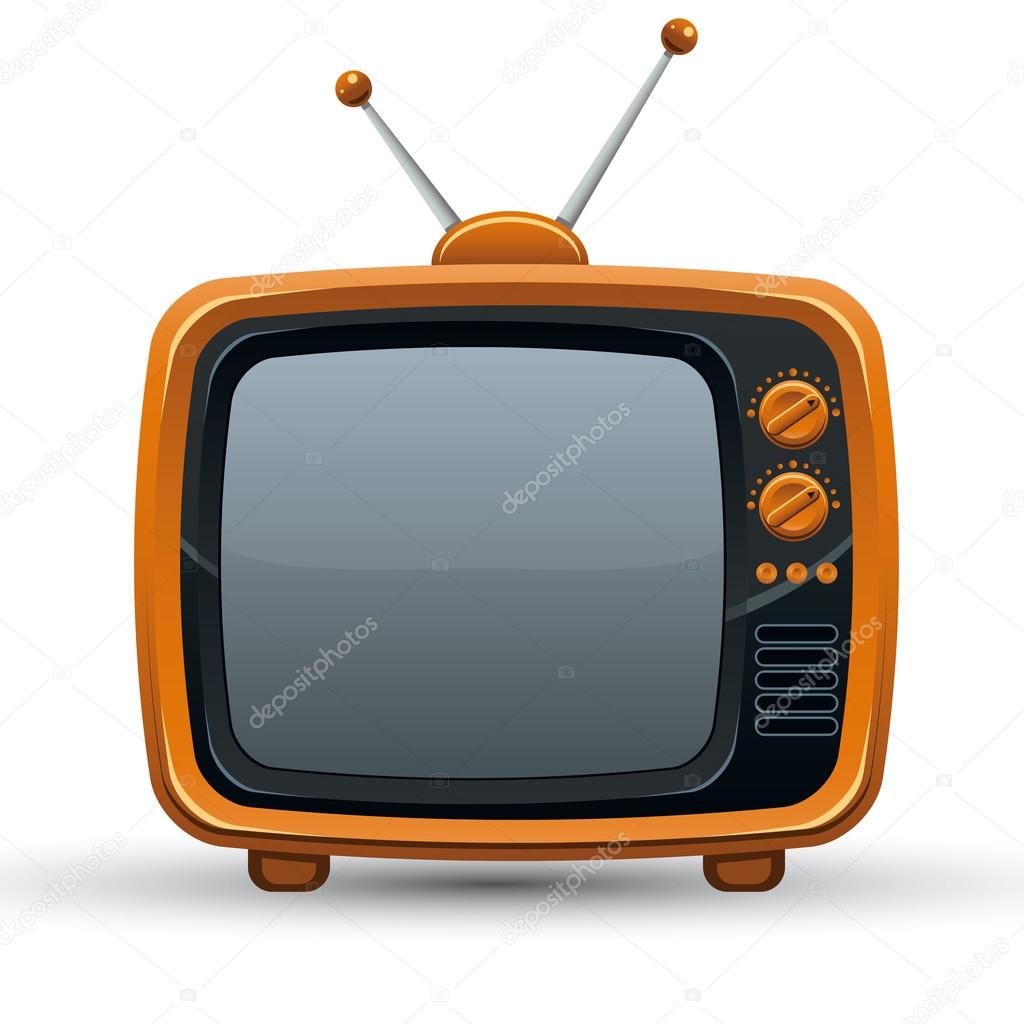 Bright orange retro TV set.
