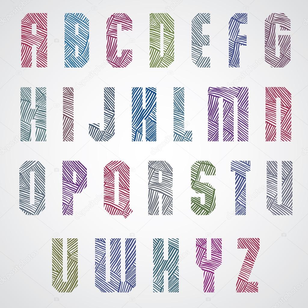 Geometric shape bold poster color letters font with hand drawn l