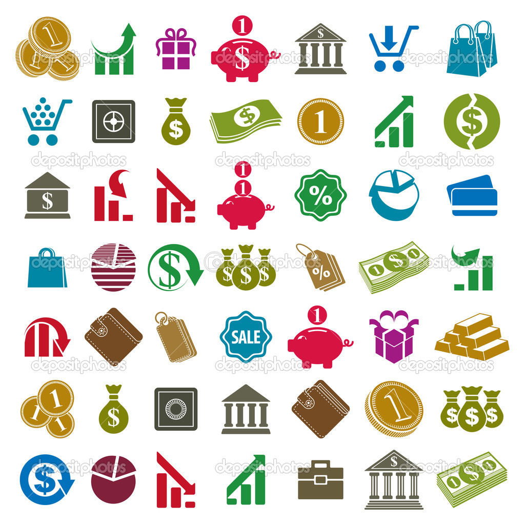 Money icons isolated on white background vector set, finance the