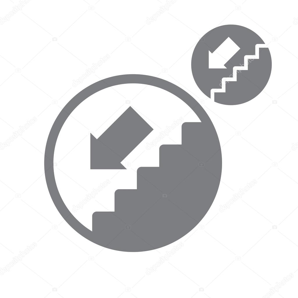 Stairs down vector simple single color icon isolated on white ba