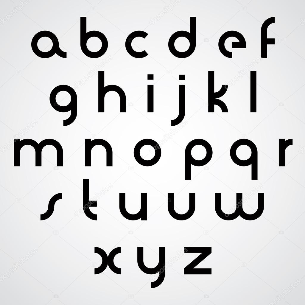 Vector alphabet, modern style simplistic font.