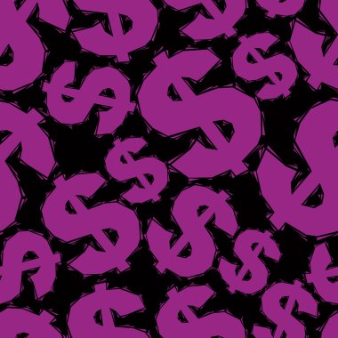 Menekşe dolar işaretleri seamless modeli, geometrik çağdaş arpacık