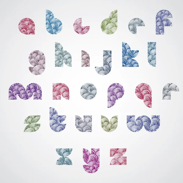 Jednoduchý tvar barva dopisy digitální styl písma s ručně tažené li — Stockový vektor