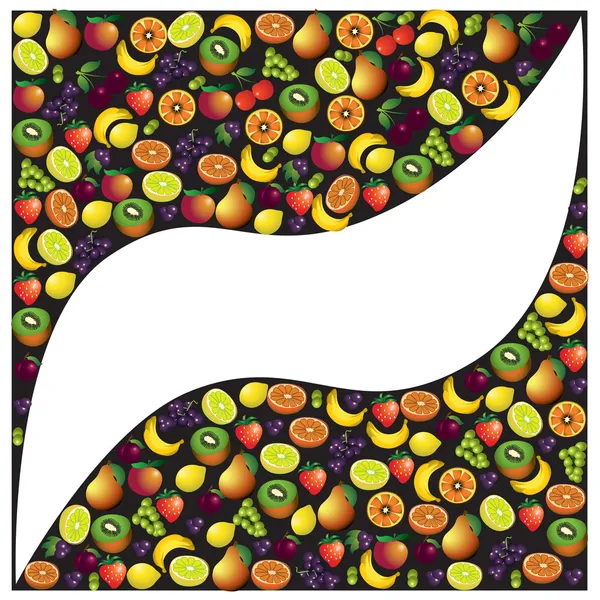 Frutas composición abstracta, diferentes frutas icono conjunto, vector i — Vector de stock