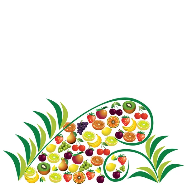 Frutas composición abstracta, diferentes frutas icono conjunto, vector f — Archivo Imágenes Vectoriales