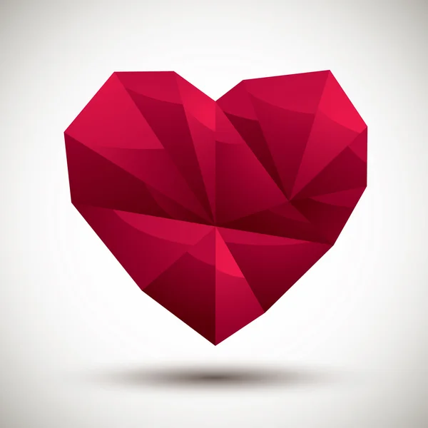 Red heart geometric icon made in 3d modern style, best for use a — Stock Vector