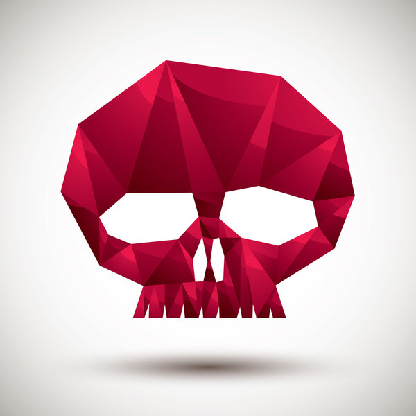 Геометрическая иконка красного черепа выполнена в 3d современном стиле, лучше всего для использования
