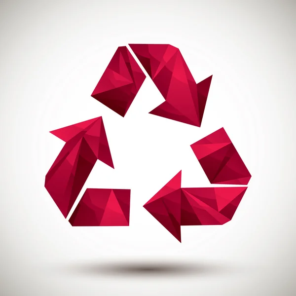 Recyklingu czerwony geometrycznej ikona wykonana w nowoczesnym stylu 3d, najlepiej sprawdza się — Wektor stockowy