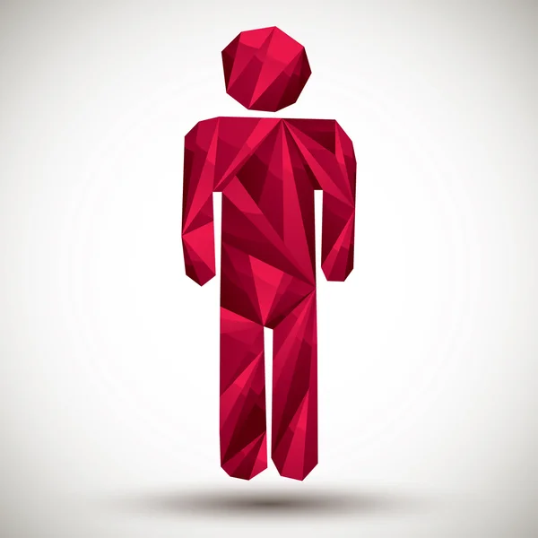 Красный человек геометрическая икона выполнена в 3D современном стиле, лучше всего подходит для использования в качестве — стоковый вектор