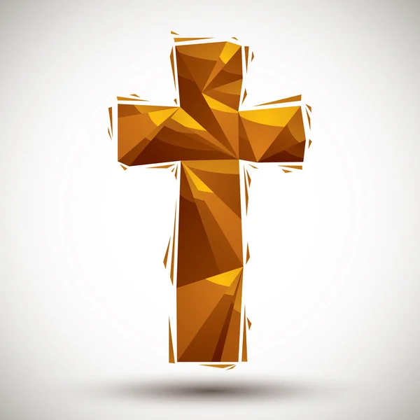 Icono geométrico cruz de oro hecho en estilo moderno 3d, mejor para nosotros — Vector de stock