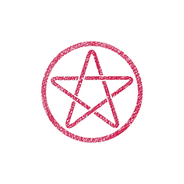 Five point star vector icon with hand drawn lines texture. — Stock Vector