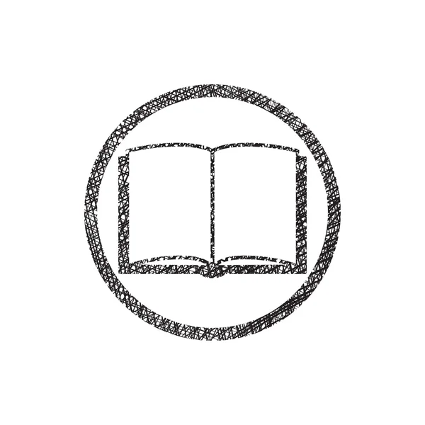 Open book vector icon with hand drawn lines texture. — Stock Vector