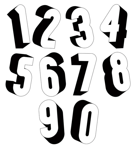 3D schwarz-weiße Zahlen. — Stockvektor