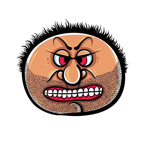 Angry cartoon face with stubble, vector illustration. — Stock Vector