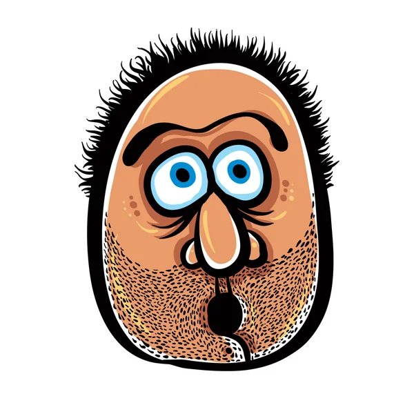 Funny cartoon face with stubble, vector illustration. — Stock Vector