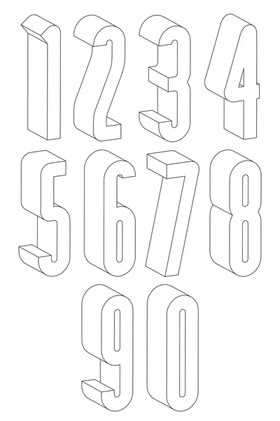 3D schwarz-weiße große Zahlen mit Linien. — Stockvektor